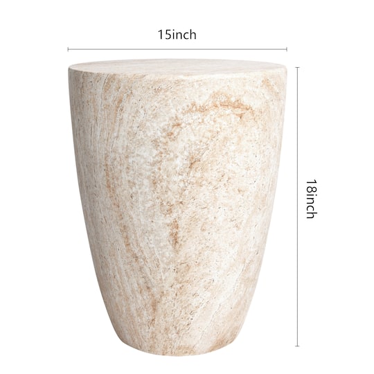 Empire Art Direct 18" Tapered Travertine Stone Finish MGO Side Accent Table